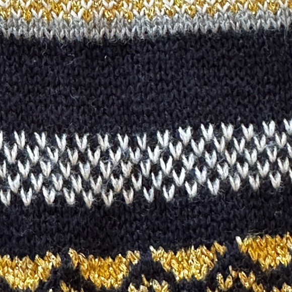 LOFT Striped Sweater in Black and Gold, Relaxed Fit, Cozy, Festive,Retro - Picture 3 of 13